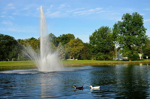 Fountain in a Park stock photo