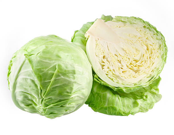 One and a half clean cabbages on a white background Cabbage and a half isolated white cabbage stock pictures, royalty-free photos & images