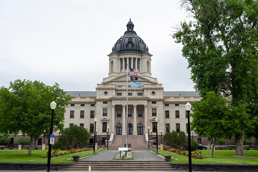 Facade of the Capitol of South Dakota, Pierre, South Dakota, USA