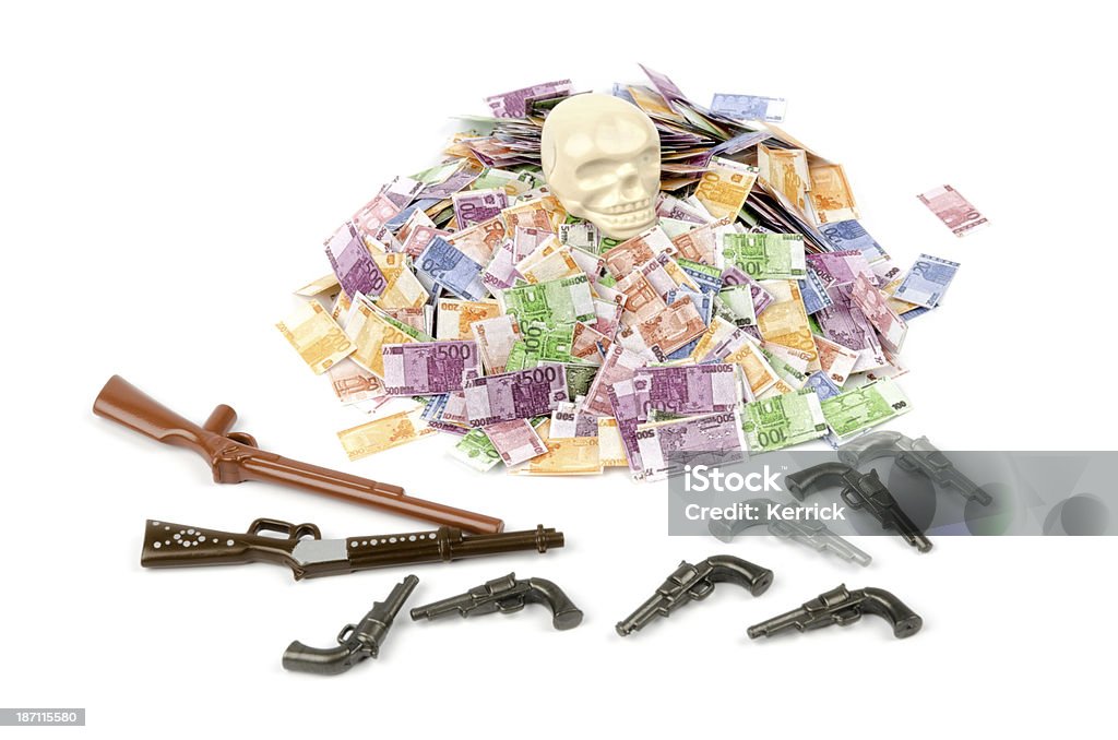 Gestapelte Euro-Banknoten und wapons - Lizenzfrei Euro-Symbol Stock-Foto