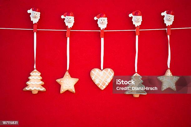 Hanging Christmas Cookies Stock Photo - Download Image Now - Arrangement, Attached, Baked