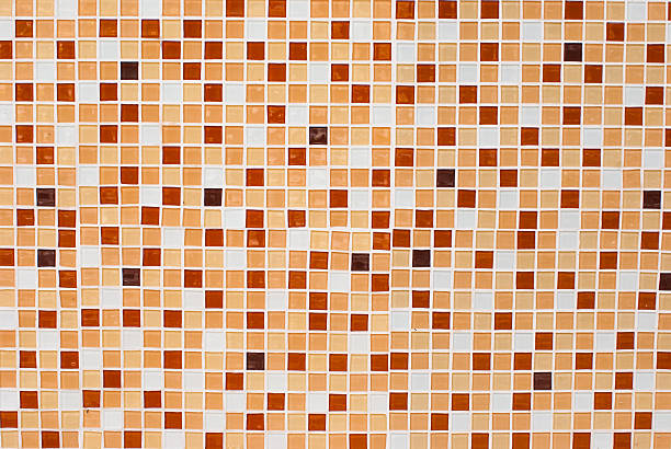 istock Close up of brown tiled wall for background 187115995