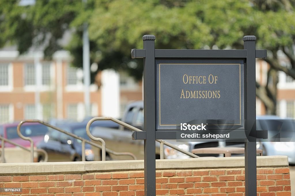 Office of Admissions Office of admission sign on campus. College Admission Stock Photo