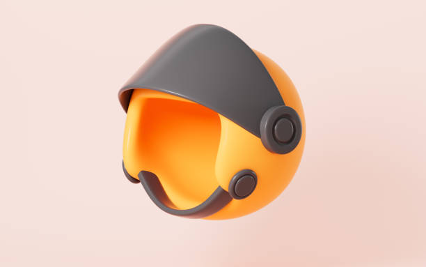 istock Cartoon helmet model in the yellow background, 3d rendering. 1871166564
