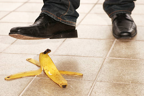 istock Stepping on banana peel 187116947