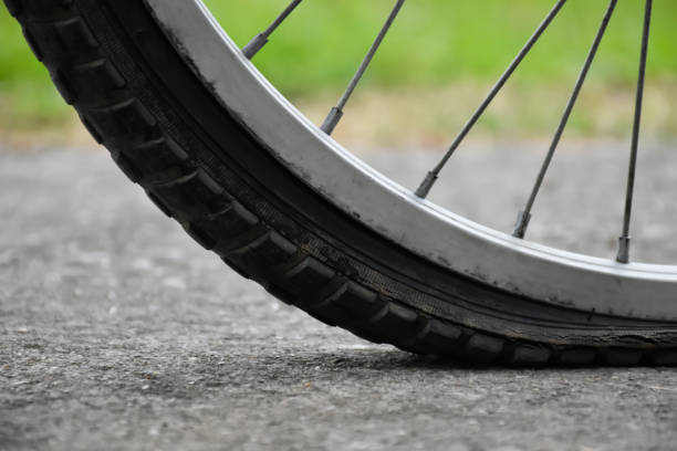 istock Bike flat tire 1871175782