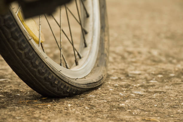 istock Bike flat tire 1871177858
