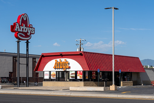 An Arby’s restaurant in Salt Lake City, Utah, USA, June 23, 2023. Arby's is an American fast food sandwich restaurant chain.