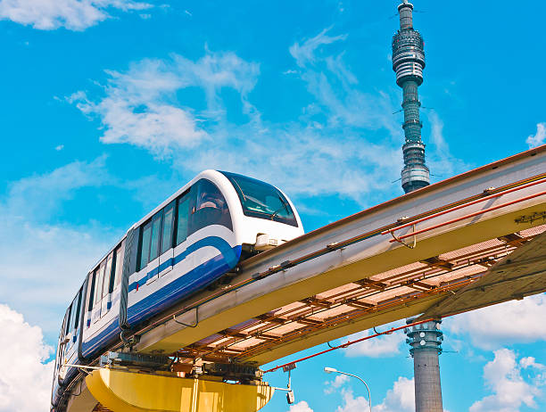 istock Cityscape with TV tower and monorail train 187119066
