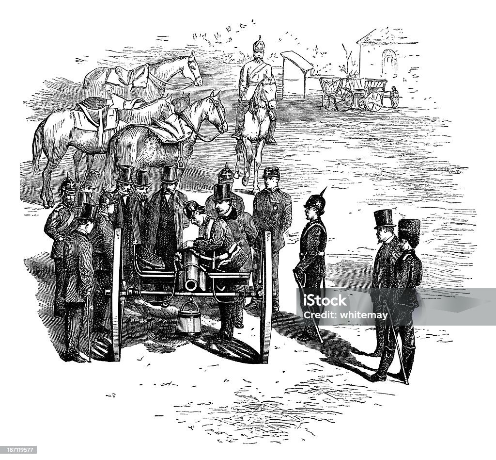Louis Napoleon inspekcji Prussian baterii - Zbiór ilustracji royalty-free (1870-1879)