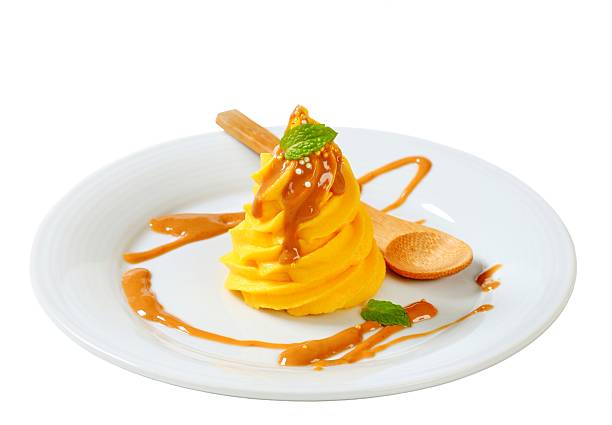 istock Yellow cream with caramel sauce 187120463
