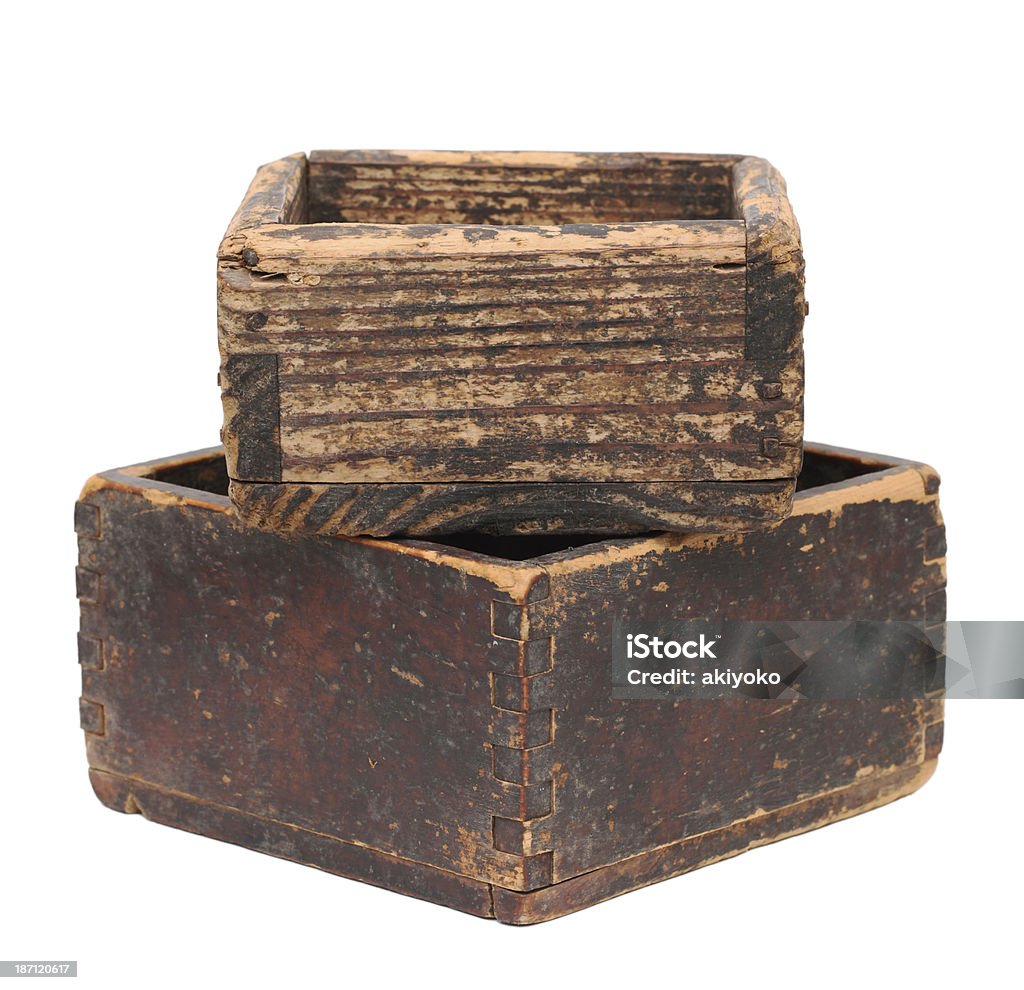 old empty wooden box old empty wooden box isolated on white background Box - Container Stock Photo