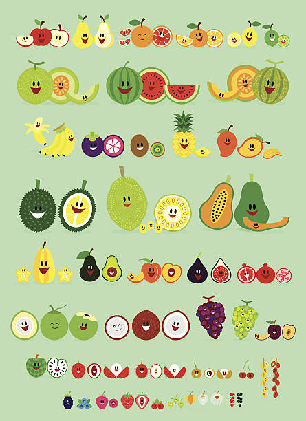 uśmiechnij się owoce - fig apple portion fruit stock illustrations