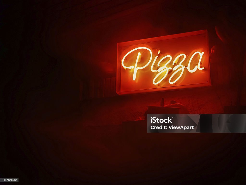 Pizza sinal de néon - Royalty-free Pizza Foto de stock