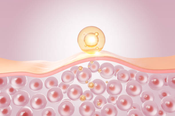 istock Cosmetic serum Oil drop on skin cell. 1871214353