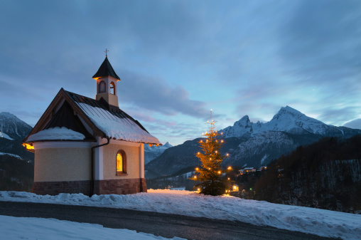 Chapel at Lockstein in Berchtesgaden at Christmas