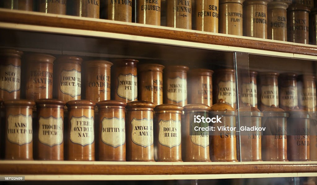 Ancienne pharmacie - Photo de Armoire de toilette libre de droits