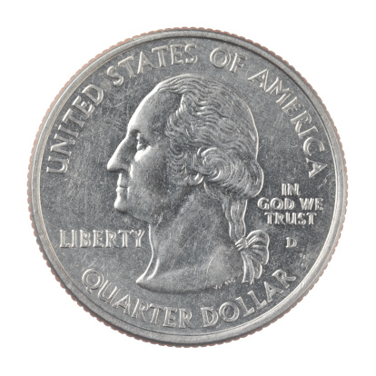 Moneda de un dólar estadounidense barrio aislado sobre un fondo blanco photo