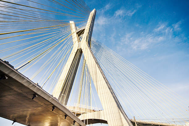 Sao Paulo Photo of  a cable-stayed bridge, in Sao Paulo. cable stayed bridge stock pictures, royalty-free photos & images
