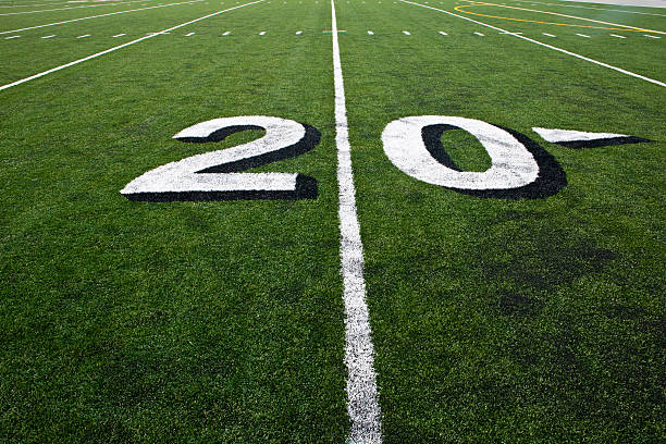istock Twenty Yard Line on Football Field 187124129
