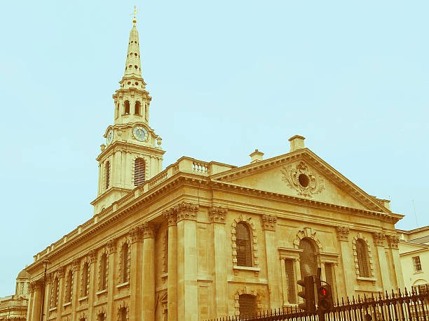 istock Retro looking St Martin church, London 187124338