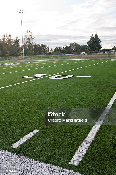 Línea De Las 30 Yardas Sobre Campo De Fútbol Americano Foto de stock y más banco de imágenes de Fútbol americano