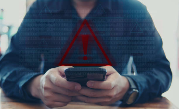 istock Emergency warning alert alarm on Smartphone, Data network protection, Virus alarm. 1871245666