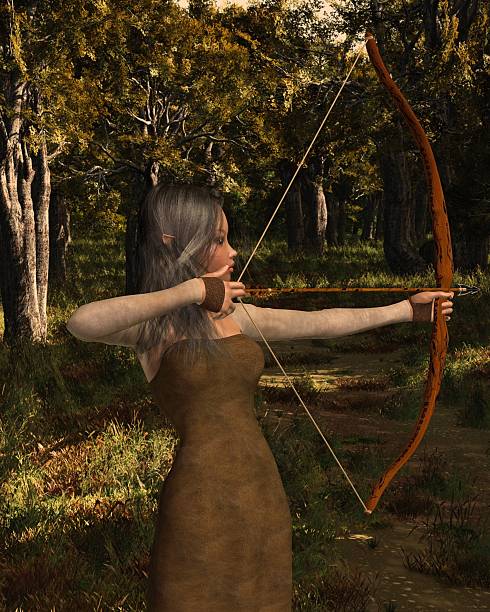 istock Wood Elf Archer Girl in the Forest 187124879