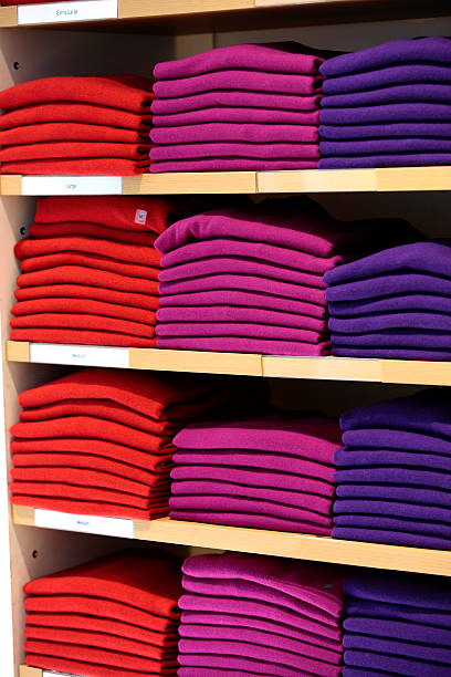 istock Colorful cashmere sweaters in clothing store. 187125161