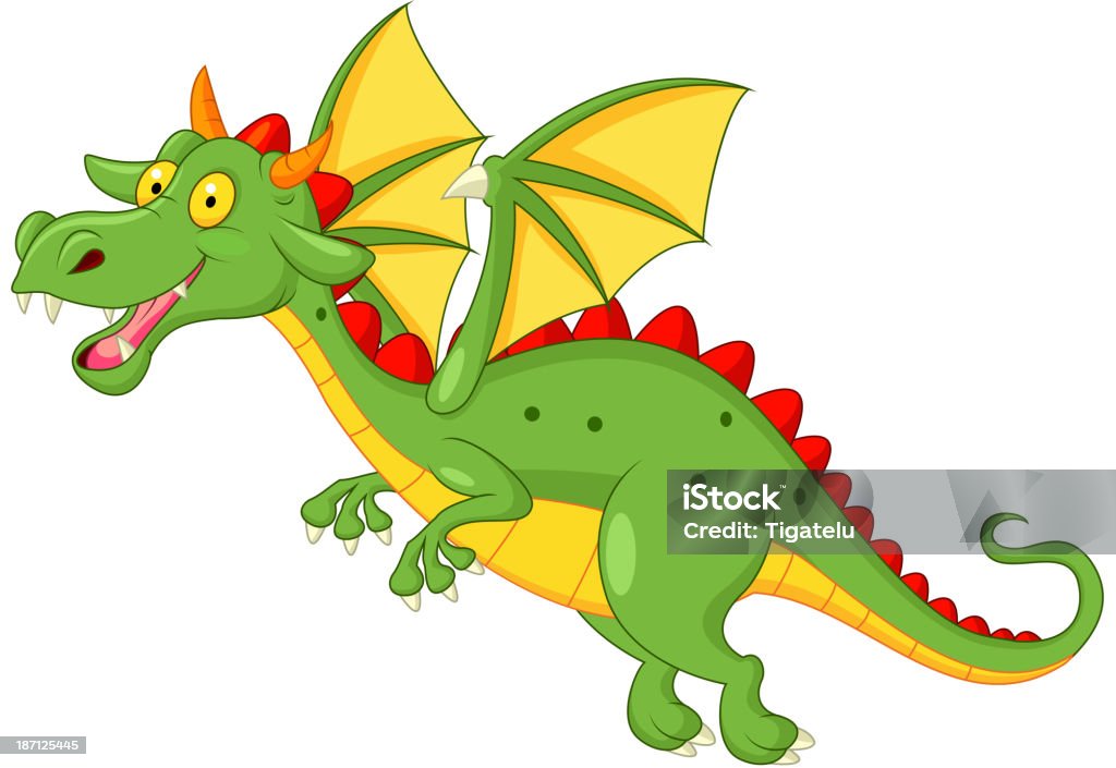 dragon bonito dos desenhos animados de voar - Vetor de Amizade royalty-free