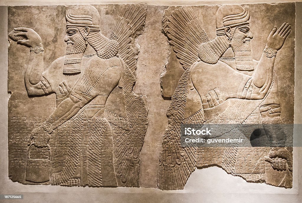 古代 Assyrian リリーフ - バビロニアのロイヤリティフリーストックフォト