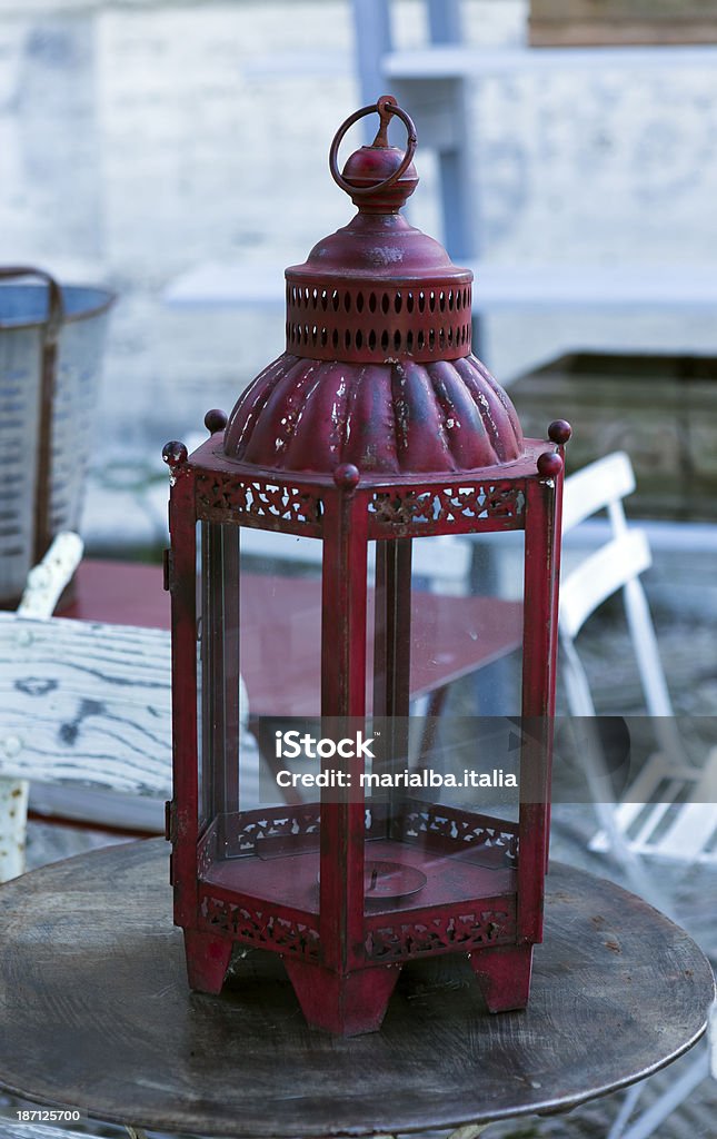 Red Lantern Red lantern on display at a trade show in Villa Borghese in Rome at Deer Park. Color Image Stock Photo