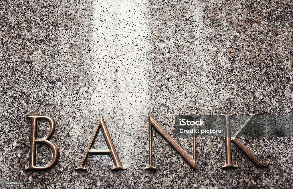 Bank in financial district Bank sign  Bank - Financial Building Stock Photo