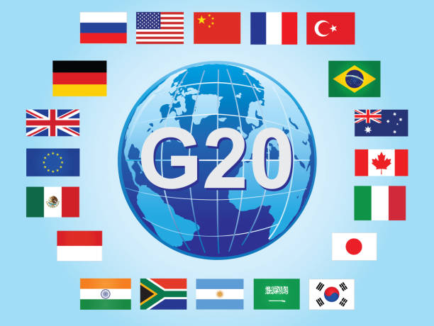 illustrazioni stock, clip art, cartoni animati e icone di tendenza di g20 country flags - argentina arabia saudita