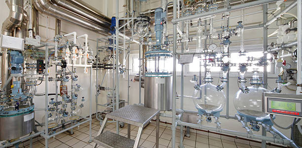 Laboratory apparatus for water purification Room for water purification sewage treatment plant water plant pressure gauge physical pressure stock pictures, royalty-free photos & images