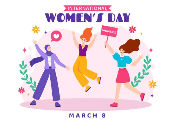 Vector illustration of International Women's Day Vector Illustration on March 8 to Celebrate the Achievements and Freedom of Women in Flat Cartoon Background Design