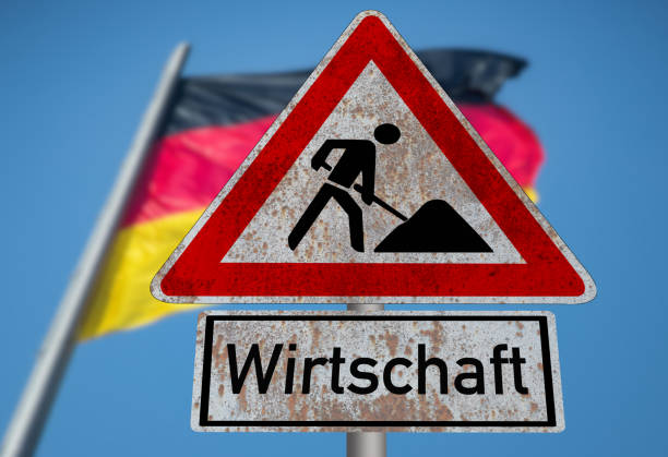 Flag of Germany and construction site economy
