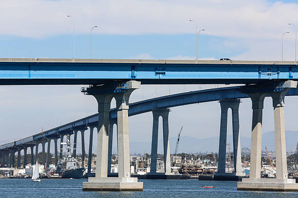 코로나도 구름다리 - san diego california bridge coronado beach outdoors 뉴스 사진 이미지