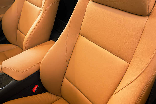 モダンなブラウン sportscar レザーの椅子 - car indoors inside of vehicle interior ストックフォトと画像
