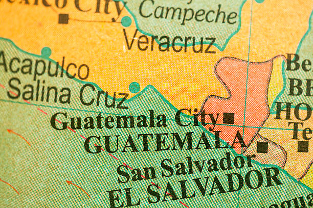 Studying Geography - Guatemala on retro globe.