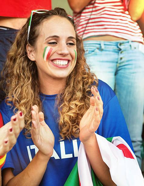 Italian Fan Claping at the Stadium  football2014 stock pictures, royalty-free photos & images