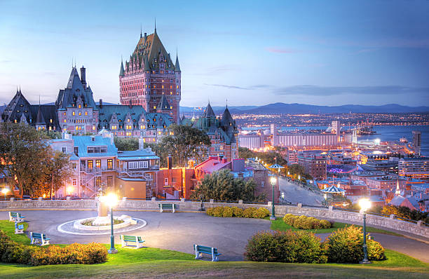 Old Quebec City Colorful Sunset  buzbuzzer quebec city stock pictures, royalty-free photos & images