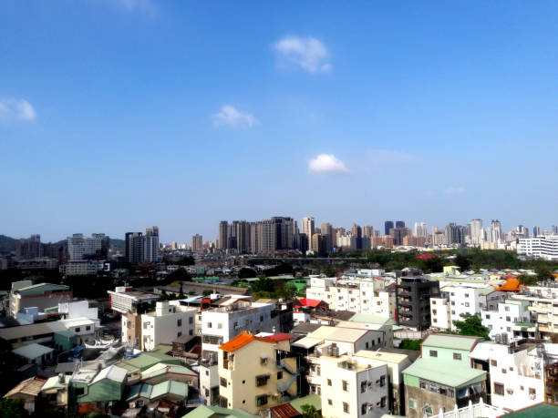 Kaohsiung, Taiwan 26th floor rooftop city view.