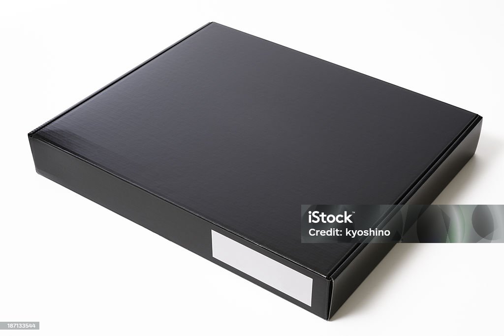 ブランク、黒ボックスに白色の背景にホワイトのラベル - からっぽのロイヤリティフリーストックフォト