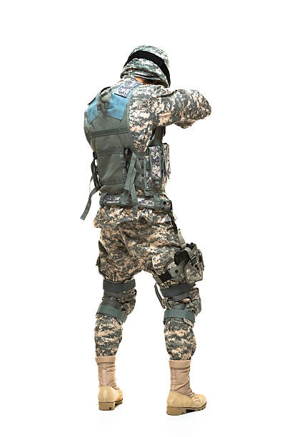 istock Rear view of a army man 187133620