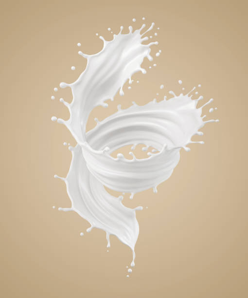 istock milk or white liquid splash isolated on brown background, 3d rendering. 1871342217