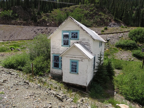 Old Blue and White Abandoned House near Ouray Colorado