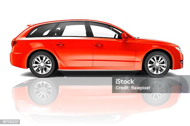 Red Family Car Stock Photo - Download Image Now - Car, Side View, Cut Out