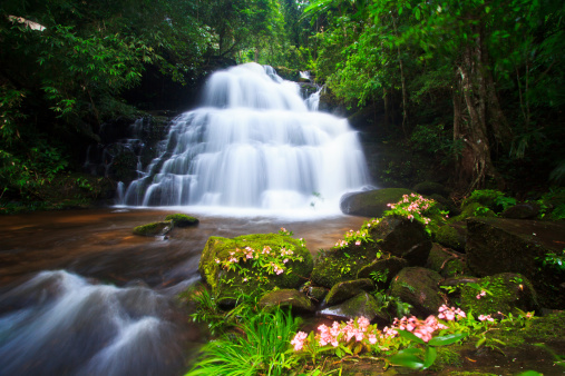 Mhundaeng waterfall or Man Daeng in asia thailand