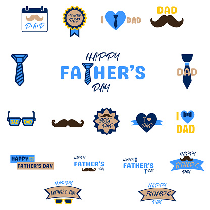 Set of happy fathers day design elements, collection of happy father's day elements